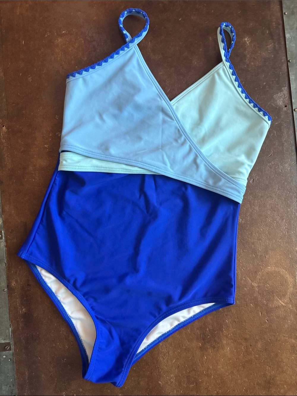 Girls Two-Tone Blue One-Piece Swimsuit
